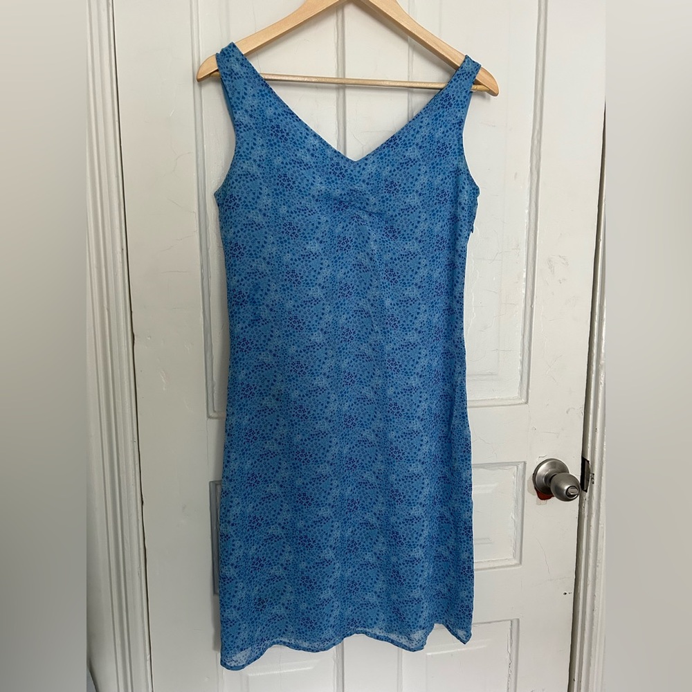 Vintage old navy blue floral midi dress